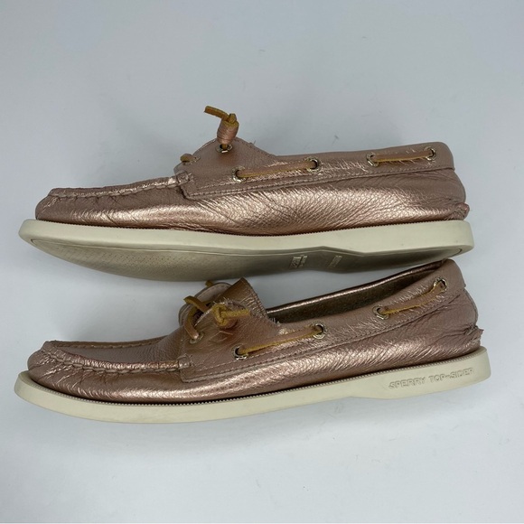 Sperry Women's A/O Vida Brushed Metallics Rose Gold Boat Shoe Size 7.5 Pebbled - Picture 4 of 9